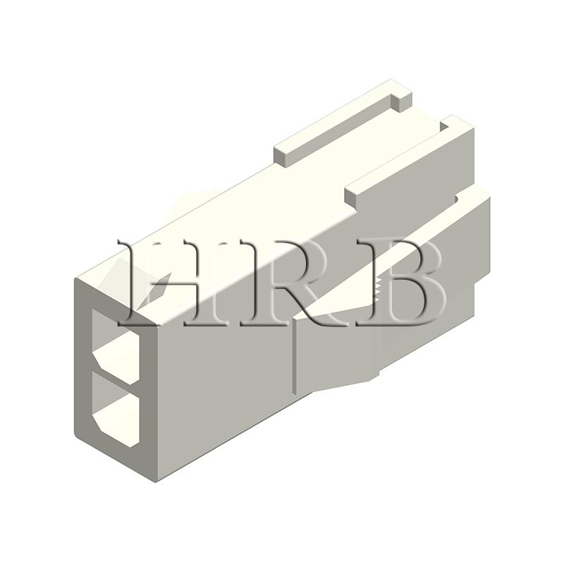 Conector HRB de paso de 4,14 mm [0,162 pulg.], cable a cable, fila única, 2 posiciones, carcasa receptible con oreja de panel